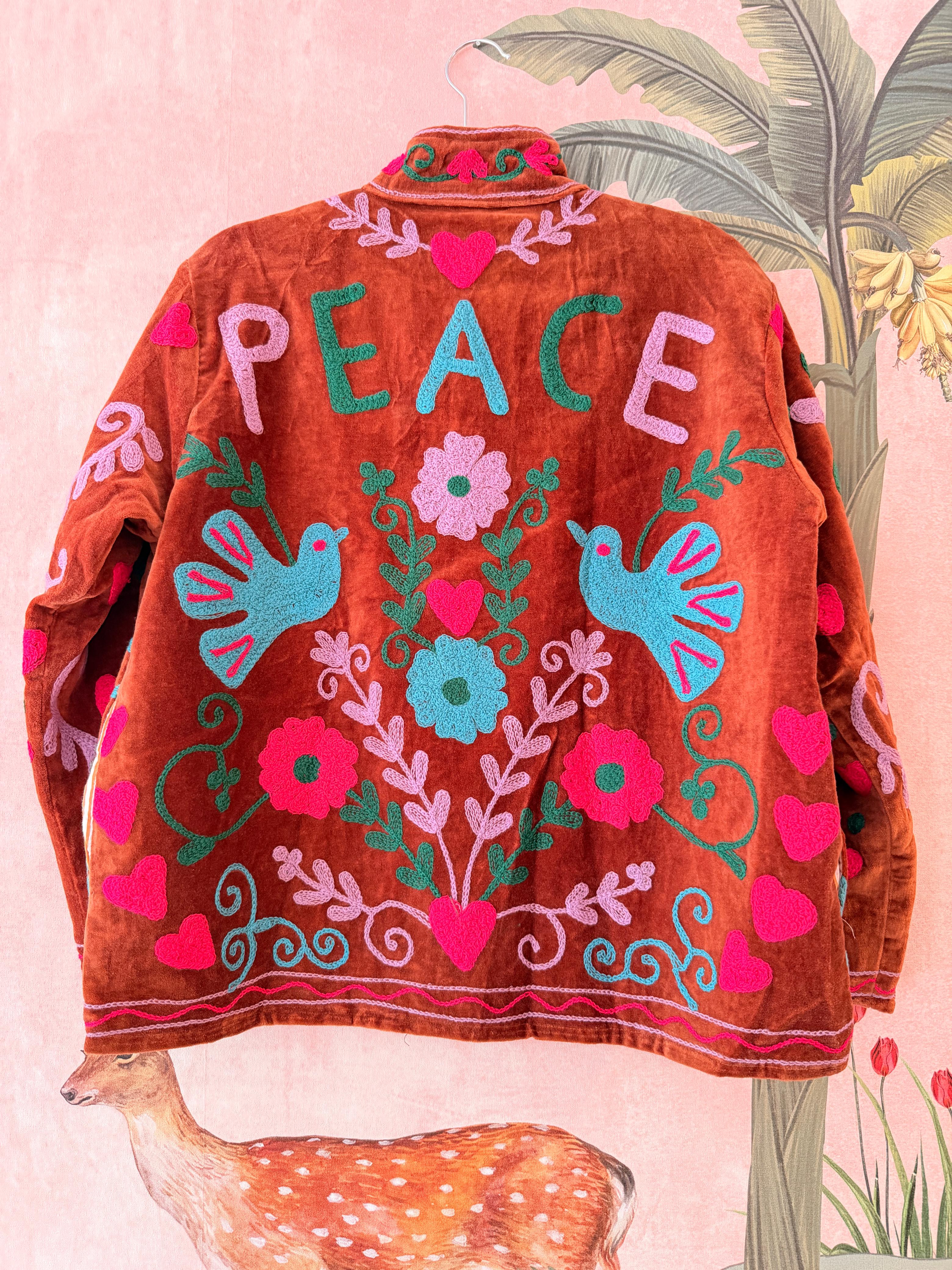 Terracotta Hearts Embroidered Jacket
